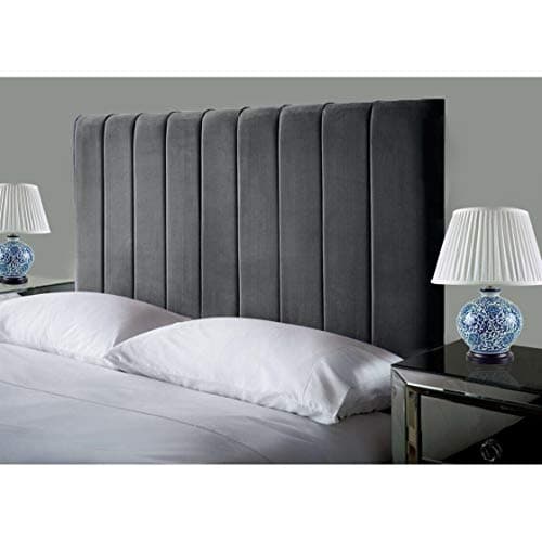 Image of Affordable Luxury Portland Lined Headboards in Elegant Plush Velvet Fabric, for Divan Beds, Bedroom and Hotel Furniture (5FT King- Height 24", Steel)