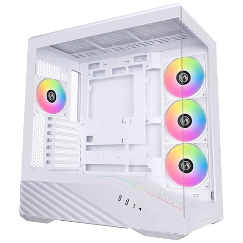 Image of Lian Li V100 Mid Tower Case – White, ATX Support, Mesh Front Panel, Tempered Glass, USB-C, Tool-Free Side Panel
