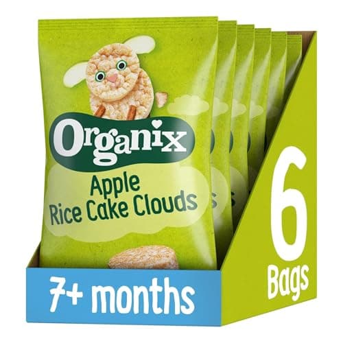 Image of Organix Apple Rice Cake Clouds, Baby Rice Cakes Snack, Finger Food, 7+ Months, 40 g (Pack of 6)