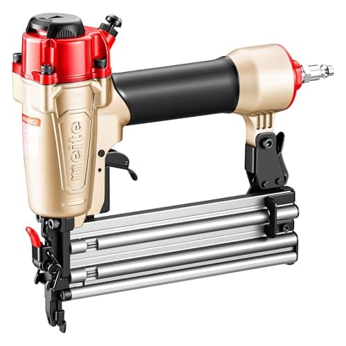 Image of meite FK5040 2-in-1 Air Nailers & Staplers, Accepts Brad Nails 15-50 mm and Type 90 Staples 16-40 mm, Pneumatic 18 Gauge Brad Nailer and Narrow Crown Staple Gun for Upholstery Work