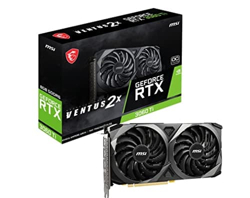 Image of MSI GeForce RTX 3060 Ti VENTUS 3X 8G OC LHR Graphics Card '8GB GDDR6, 1695MHz, 3x DisplayPort, HDMI, 2x Ventus Fans'