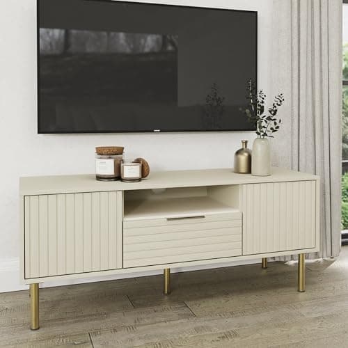Image of GFW Nervata TV Unit Modern Storage Media Entertainment Living Bedroom Ivory