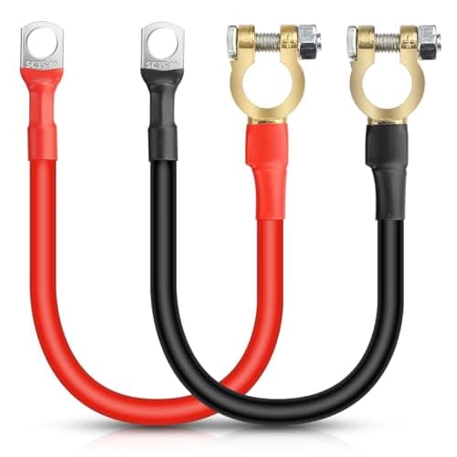 Image of EEEKit 2Pcs 3AWG 30cm Car Battery Cables, 12V-24V Battery Terminals Connectors (Max 125A), Ring Terminals Copper Wire