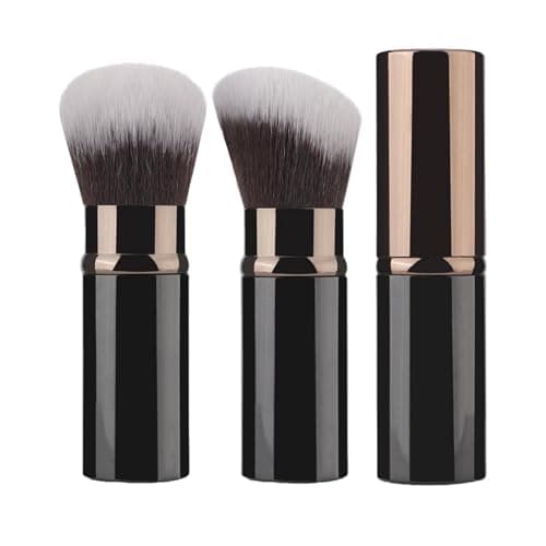 Image of Vexorlian Retractable Makeup Brush Set, 2 Pcs Travel Kabuki Foundation & Blush Brushes with Cover