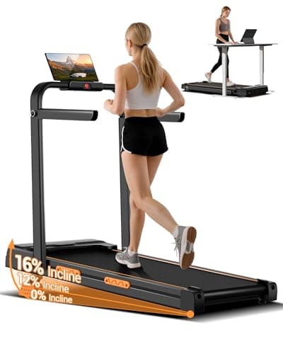 Image of Folding Treadmill with 16% Incline, 3 in 1 Foldable Treadmill, Under Desk Walking Pad for Home Office, 10KM/H, 2.5HP Quiet Motor Portable Running Machine with Remote & LED Display, 136KG Capacity