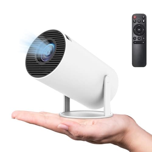 Image of HY300Pro 4K HD Mini Projector, 160 ANSI Smart WiFi 2.4G/5G Android 11.0 Projector for Walls Ceilings, Auto Keystone Correction, 180 Angle Adjustable Home Projector, UK Plug (White #1)