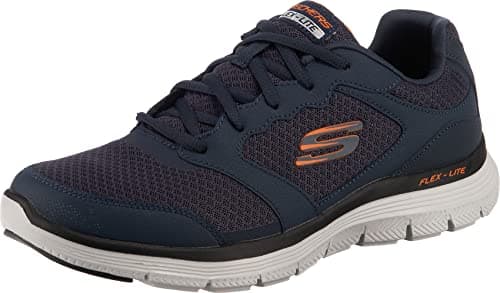 Image of Skechers Men's Flex Advantage 4.0 Sneaker, Navy Leather Mesh Pu Trim, 7 UK