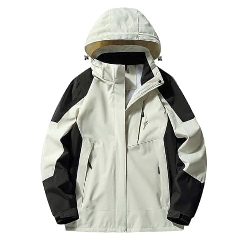Image of AIDTFUIEY Womens Waterproof Jackets Lightweight Raincoat Rain Jacket Casual Outdoor Raincoats with Hooded Breathable Zip Up Softshell Jackets with Pockets for Running Walking (b-Beige, XXXL)
