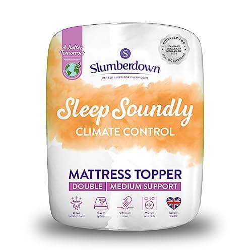 Image of Slumberdown Climate Control Mattress Topper Double Bed - Breathable, Moisture-Wicking & Cooling Mattress Topper | OEKO‑TEX Certified, UK-Made, Non-Allergenic, Washable (135 x 190cm)