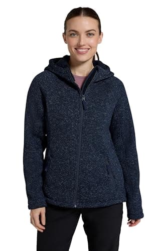 Image of Mountain Warehouse Womens Nevis Fur Hoodie - Soft, Warm, Chin Guard & Fleece Lining with Adjustable Hood & Pockets- Ideal For Spring Summer Navy (Fur Lined) Women's Size 14