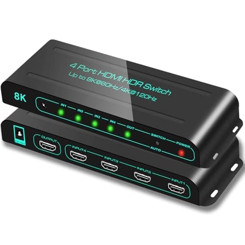 Image of SkycropHD 8K@60Hz HDMI 2.1 Switch, 4K@120Hz 4 in 1 Out HDMI Auto Switcher with Remote Support 48Gbps, HDR10+, HDCP2.3, Dolby Vision/Atmos and CEC