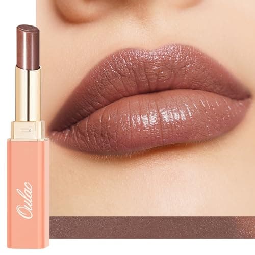 Image of Oulac Chocolate Brown Lipstick - Moisture Shine Hydrating Lipstick & Tinted Lip Balm for Dry Lips, Medium Coverage Lip Colour | Juicy Look, Glossy Finish, Vegan, Cruelty-Free, Modern Love (03)