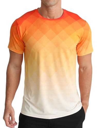 Image of APTRO Men’s T-Shirts Gym T Shirts for Men Moisture Wicking Athletic Breathable Running Tops Quick Dry Short Sleeve T-Shirt Gradient Orange M