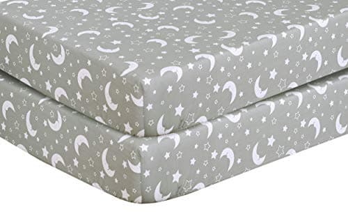 Image of 100% Egyptian Cotton Cot Bed Fitted Sheet Thread Count 200 2 Pack - Moon Grey - 60 x 120 cm