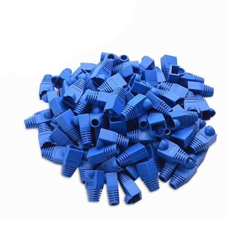 Image of YIOVVOM Soft Plastic Ethernet RJ45 Cable Connector Boots Cover Strain Relief Boots CAT5 CAT5E CAT6 CAT6E 100PCS (Blue