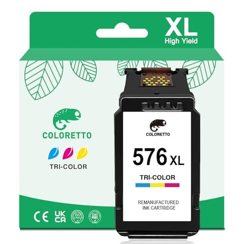 Image of COLORETTO CL-576XL Colour for Canon TR4755i Ink Cartridge for TR4756i TS3750i TS3751i TS3752i TS3550i TS3551i TR4750i TR4751i 576 XL Printer Ink Cartridge Replacment High Yield