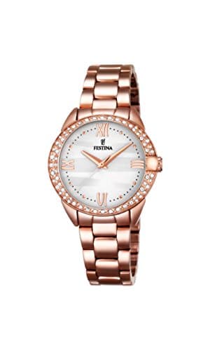 Image of Festina MADEMOISELLE Women's Quartz Watch with Silver Dial Analogue Display and Rose Gold Stainless Steel Rose Gold Plated Bracelet F16920/1