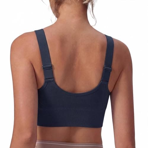 Image of Leversic Sports Bra Women High Impact Wirefree Workout Bras Adjustable Straps Removable Padding Running Bras Gym Bra for Fitness Exercise(Blue,L)