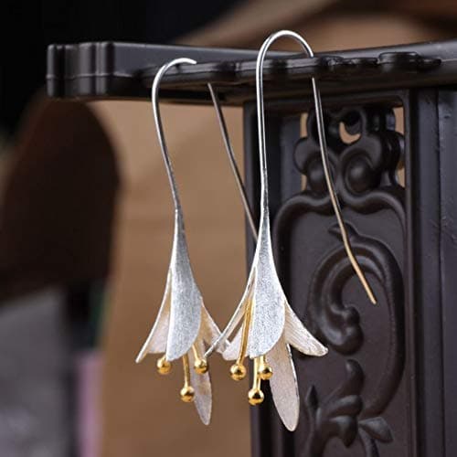 Image of Long Flower Earrings for Women Design Lovely Girls Statement Jewelry Pendientes Plata-default