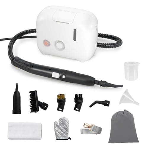 Image of COSTWAY Steam Cleaner, 1600W Portable Steam Mop with 11 Accessories & 1L Water Tank, Multipurpose Pressurized Household Steamer Cleaning for Kitchen Bathroom Car Upholstery Grout Tile (White)