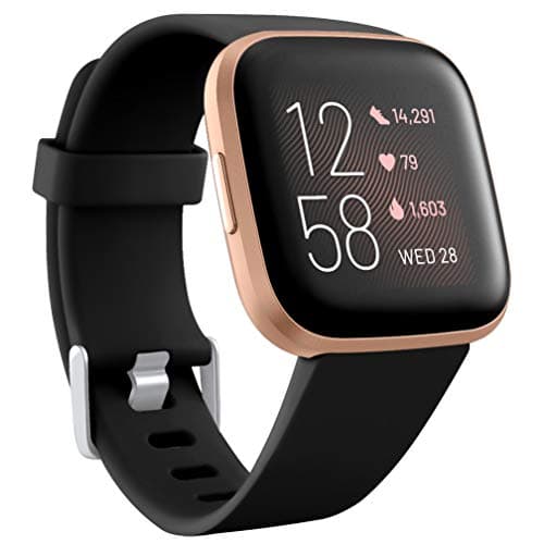 Image of Wepro Smooth Silicone Classic Replacement Wristband Strap for Fitbit Versa/Lite/Versa 2, Large Black