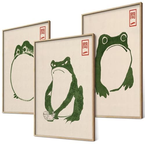 Image of BLCKART Hoji Frogs Poster Set Ukiyo-e Japanese Art Japan Wall Decoration Pictures Bedroom Decoration Living Room Decoration Eclectic Paintings (3 x A3 | Without Frame)
