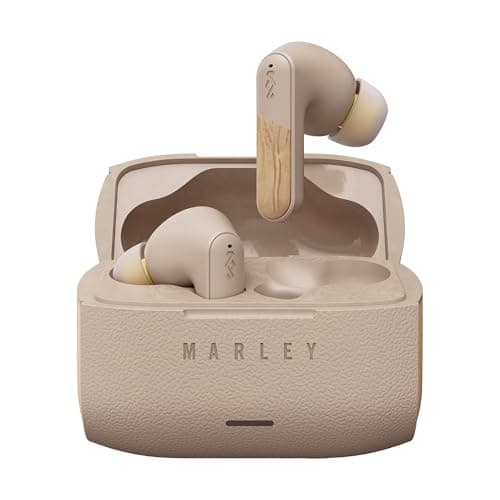 Image of House of Marley Trenchtown ANC Wireless Earbuds - Noise Cancelling Bluetooth Earphones with Microphone, IPX5 Sweat Resistant Ear Buds with 24H Playtime, Touch Controls - Sustainably Crafted, Cream