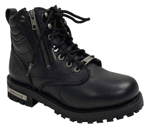 Image of Unik Women's Premium Cowhide Leather Motorcycle Boots, Black 12003-L, Black, 6 UK