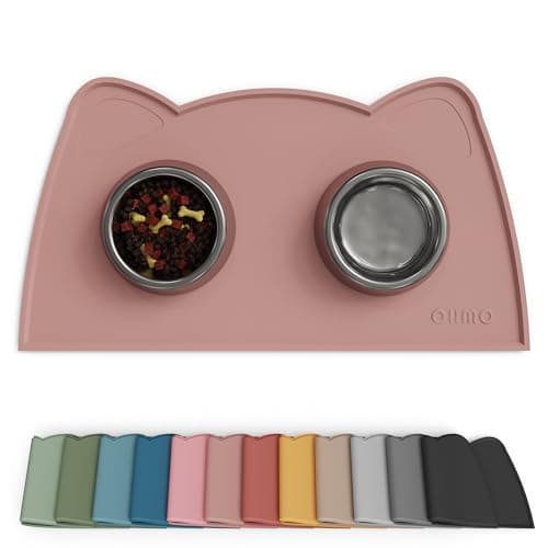 Image of OHMO Cat Food Mat, Silicone Waterproof Dog Food Mat, Non-Skid Spill Proof Pet Feeding Mat for Food and Water, Easy to Clean Dog Placemat(Coral, 46 * 25cm)