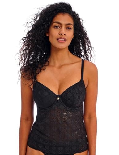 Image of Freya Women's Nomad Nights Underwire Plunge Tankini Top, Black, 30HH