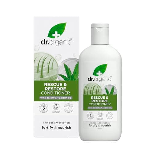 Image of Dr Organic Hemp Oil Rescue Conditioner, Restoring, Fine Hair, Mens, Womens, Natural, Vegan, Cruelty-Free, Paraben & SLS-Free, Organic, 265ml, Packaging may vary