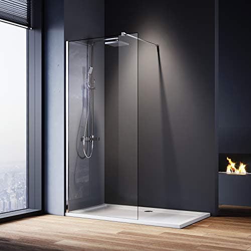 Image of ELEGANT 800mm Wet Room Shower Screen Panel 8mm Easy Clean Glass Walk in Shower Enclosure