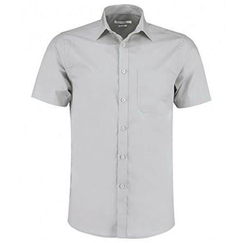 Image of Kustom Kit Mens Short Sleeve Tailored Poplin Shirt (21) (Light Grey)