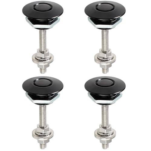 Image of Anhoer 4Pcs Bumper Quick Release Latch Universal Aluminum Car Hood Pins Bonnet Bumper Hood Pins 30mm Release Push Button Lock Clip Kit Bonnet Quick Latch License Plate Lock Clip