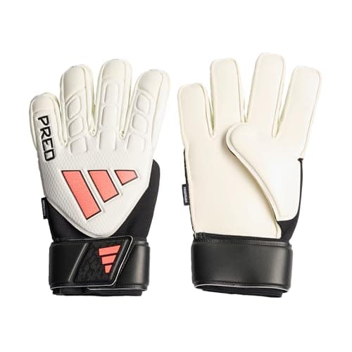 Image of adidas Unisex Predator Match Fingersave Goalkeeper Glove Gloves, white/black/Solar Turbo, 9