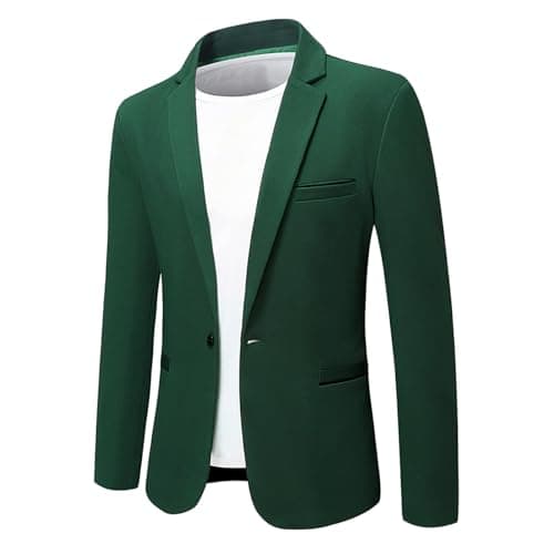 Image of Allthemen Mens One Button Blazer Casual Slim Fit Blazer Jacket Lightweight Suit Jackets Green 3XL