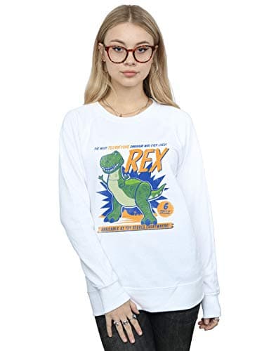 Image of Disney Women's Toy Story 4 Rex Terrifying Dinosaur Sweatshirt White X-Large