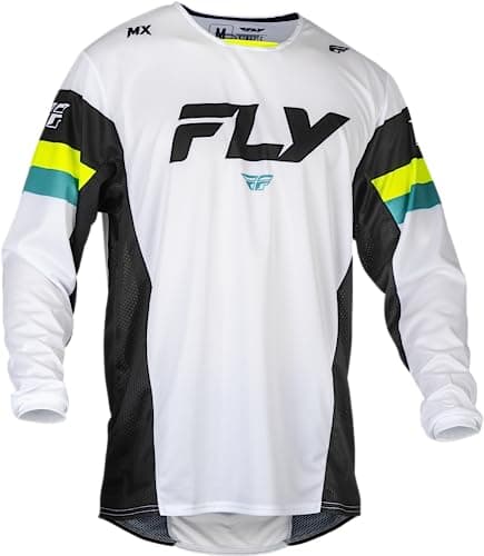 Image of Fly Racing Kinetic Prix 2024 Adult Jersey White/Black/High Visibility 2XL; 377-4232X