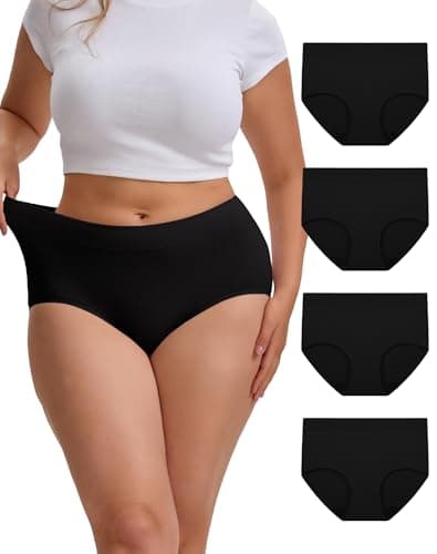 Image of INNERSY Black Womens Underwear High Waist Knickers Cotton Ladies Briefs Panties Soft Pants 4 Pack (12, 4 Classic Black)