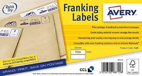 Image of Avery FL09 150 x 45 mm Franking Label (Pack of 1000)
