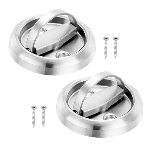Image of PATIKIL Recessed Door Handles, 2 Pcs Round Flush Pulls Stainless Steel Furniture Locks Hidden Embedded Fireproof Door Furniture Pull Silver