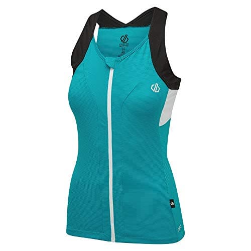 Image of Dare 2b Regale' Lightweight Quick Drying Reflective Detail 2 Compartment Pockets Full Zip Slevless Cycle Jersey T-Shirts/Polos/Vests - Freshwater/Black, 14