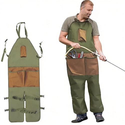 Image of ITODA Gardening Tool Apron Oxford Garden Apron Waterproof Gardening Aprons Adjustable Multi-Purpose Tool Aprons for Men and Women for Garden, DIY, Potting, Woodwork and Yard Work(Brown)