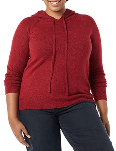 Image of Amazon Essentials Women's Soft Touch Hooded Pullover Jumper, Dark Red, L