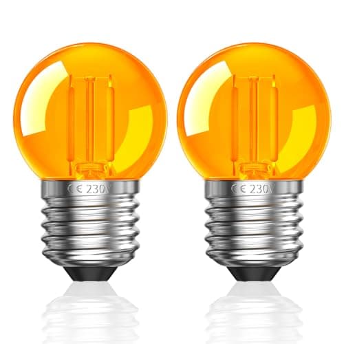 Image of Luxvista 2W E27 LED Vintage Night Light Bulbs,G40 E27 Edison Screw Bulb,2000K Amber Dim Light Bulbs for Lamps Nighttime Healthy Sleep and Baby Nursery Light,Equivalent 40-60W,Non-Dimmable,2-Pack