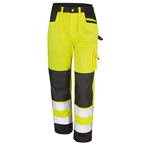 Image of Result Men's Safe Guard Cargo Trousers Relaxed Plain Trousers, Yellow (Flo Yellow), Small (Manufacturer Size:S)