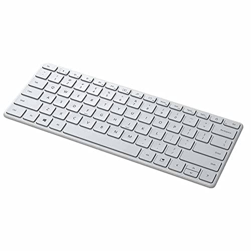 Image of Microsoft Designer Compact Keyboard | Thin Low Profile & Wireless Bluetooth | Spanish QWERTY Layout | White