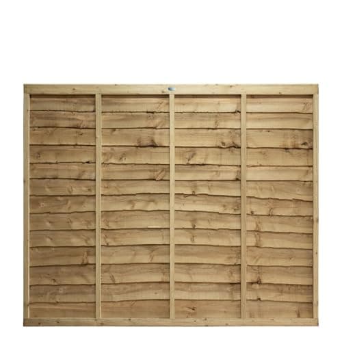 Image of Premier Lap Wooden Fence Panel Overlapping Waney Larch, W: 6ft x H: 5ft Pressure Treated Timber for Outdoor Garden Privacy Screening & Boundary Fencing Wall Panels (182cm x 150cm)