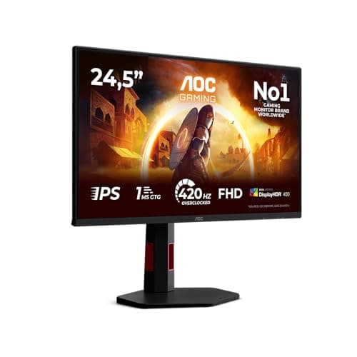 Image of AOC 25G4KUR 24.5 inch FHD Gaming Monitor 420Hz, Fast IPS Panel, 0.3ms MPRT, Adaptive Sync, HDR400, G-Sync Compatible, Height Adjustment (1920x1080 HDMI 2x 2.0 DP 1x 1.4 USB Hub) Black