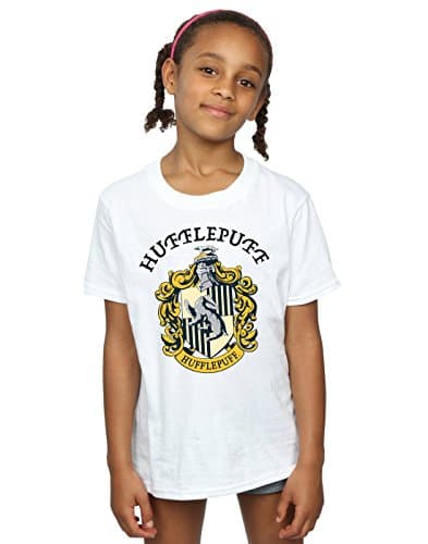 Image of Harry Potter Girls Hufflepuff Crest T-Shirt White 5-6 Years